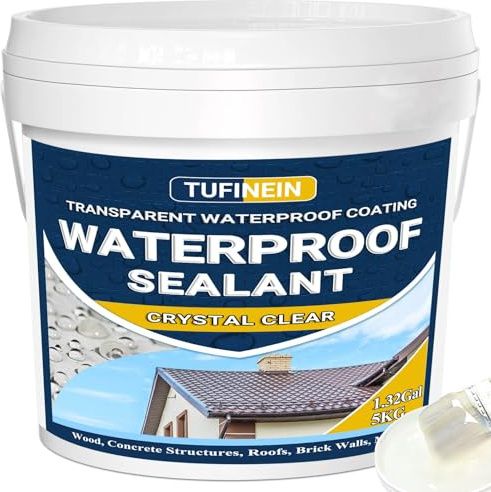 Revestimiento Impermeable Definitivo 5KG, TUFINEIN Sellador Invisible Impermeable Transparente Interiores y Exteriores, Liquido Impermeable Transparente Pintura al Agua
