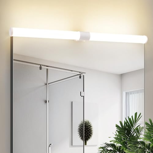 Laittiin Lámpara de espejo LED para baño 60CM - lámpara de espejo de 8W luz de pared blanca neutra de 4000K IP44 lámparas de espejo luz de maquillaje para armario de baño（Blanco）