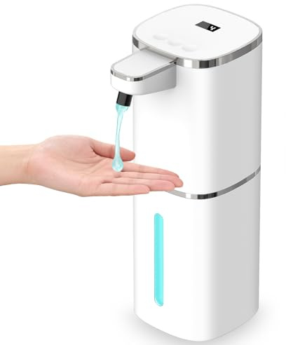 Automatic Liquid Soap Dispenser Touchless Dish Hand Soap Dispenser 400ml Rechargeable Dispenser Electric Wall Mounted 9 Levels Adjustable, IPX5 Waterproof, Digital Display for Bathroom Kitchen