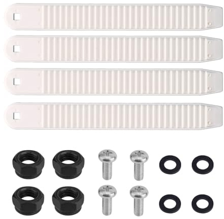 BOXOB 4pz Cinghie per Attacchi Snowboard, 17,5x2,1cm Elevata Elasticità Ricambio Attacchi con Cinturino da Snowboard con Viti Dadi Rondelle per Pattini e Attrezzatura Sportiva(Bianco)