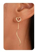 HANLI Corazón Pendientes Dorados Largos Mujer Baño Oro de 14Kt Antialergicos Minimalistas Joyas para Mujer