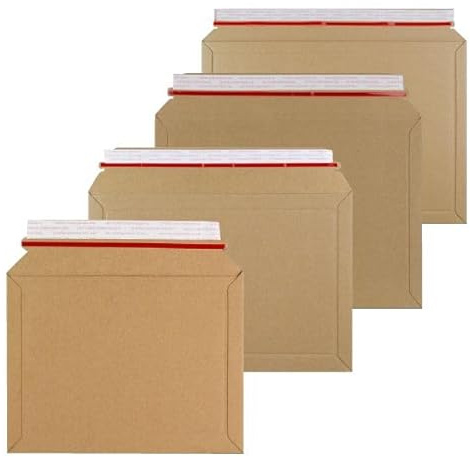 A5/C5 Rigid Book Mailers – Heavy Duty Cardboard Envelopes | Bend-Proof, Self-Seal, Eco-Friendly Packaging for Books, Documents & Media | Protective Kraft Mailers for Safe Shipping Premium 400GSM (50)