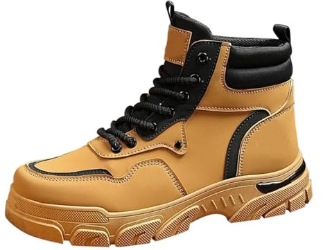 Stivali invernali da uomo, per attività all'aria aperta, impermeabili, con lacci, imbottiti, antiscivolo, da trekking, caldi, in pelle, stivali invernali, 3 giallo., 43 EU