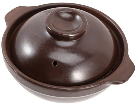 DECHOUS Cazuela de Barro Pequeña Tapa Olla Multifuncional para Estofado y Sopa Utensilio de Cocina Resistente al Calor Adecuado para Hogar y Restaurante