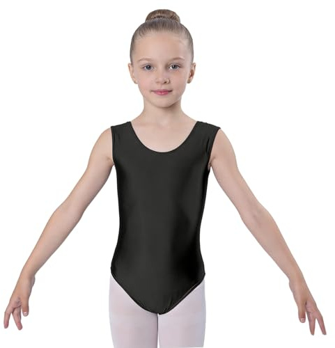 Wildarms Justaucorps de ballet sans manches pour fille pour danse et gymnastique, style caraco en tissu doux