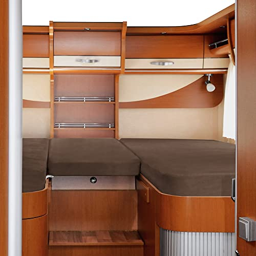 Erwin Müller Spannbettlaken 3er-Set für Wohnmobil oder Wohnwagen - Heckbett, Dunkelbraun Größe 70x190 cm - 85x210 cm (2X) + 35x130-50x145 - Multi-Stretch Jersey