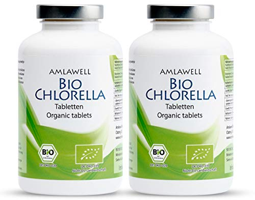 AMLAWELL Bio Chlorella Tabletten - 500 g proteinreiche Chlorella Presslinge mit Eisen, Chlorophyll und Vitamin B12, vegan