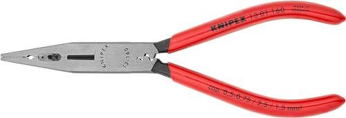 Knipex Pinza Combinata per Elettricisti e Cablatori Bonderizzata Nera, Rivestiti in Resina Sintetica 160 Mm (Confezione Self-Service/Blister) 13 01 160 Sb