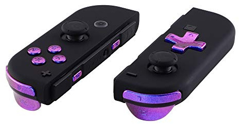 eXtremeRate D-Pad Tasti Kit Pulsante ABXY SR SL L R ZR ZL Croci Direzionali Trigger Ricambio per Nintendo Switch/OLED Joycon,Senza Joycon-Camaleonte Viola Blu