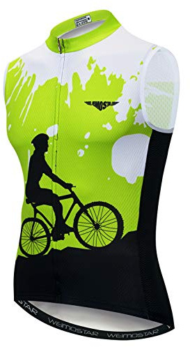 weimostar Maillot de ciclismo de los hombres de la bicicleta sin mangas chaleco de bicicleta de carretera Ropa de montar carreras MTB Camisa de montaña equitación deportes superior verde XXXL