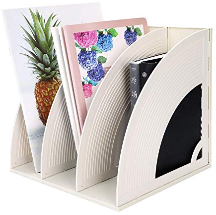 XINCHIUK 3-Fächer Schreibtisch Organizer, Kunststoff Stehsammler, Hellgrau, 25.5 x 23.6 x 26.3 cm, Büro, Schule, Universität, Bibliothek, Arbeitszimmer