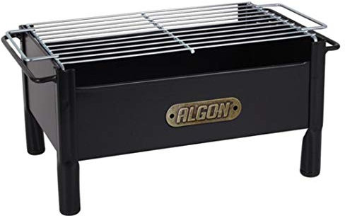 Bricoloco Mini Barbacoa portátil sobremesa carbón Parrilla Grill Hierro Artesanal 33X23X20CM. para balcón, terraza, Camping, Barco...