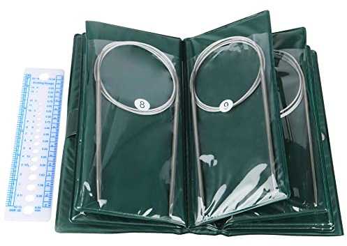 Aeelike Circular Knitting Needles 100cm Long, Fixed Cable Circular Needles | Metal Round Knitting Needles Set, with Case & Needle Gauge, 40 inch Circular Knitting Needles for Jumper Blanket Magic Loop