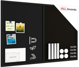 ALLboards Bacheca COMBI sughero/nero magnetica 90×60cm cornice in legno laccato nero
