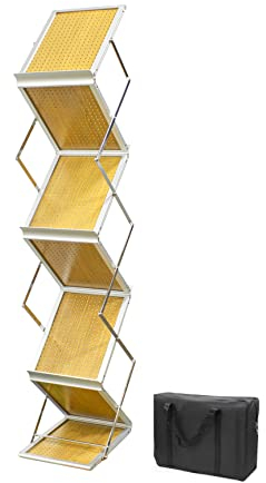 INMO Prospektständer Holzoptik faltbar inkl. Tasche DIN A4 Bodenprospektständer Hochformat Falt-Prospektständer A4