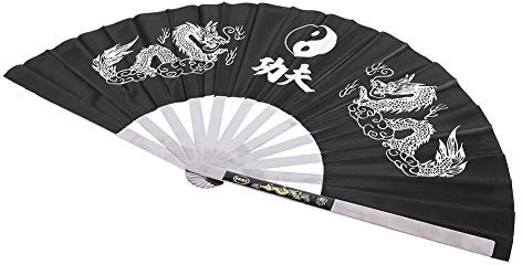 KIMISS Kampfsport-Fan Tessen Fan Waffe Edelstahl Nylon Edelstahl Tai Chi Kampfsport Kung Fu Dan Practi Training Performan Fan Blau (Schwarz)
