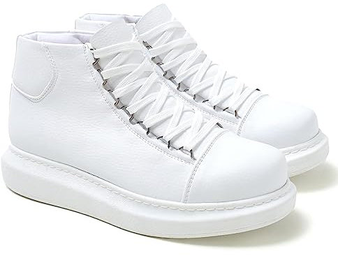Solaress 958 Herren Sneaker, Leder High-Top Fashion Schuhe (Weiß, eu_Footwear_Size_System, Adult, Men, Numeric, medium, Numeric_43)