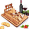 Plateau à Fromage en Bambou, Plateau à charcuterie et Plateau à Viande, Plateau de Service en Bois avec 4 Couteaux à Fromage, Cadeaux Uniques pour Noël, Mariage, Anniversaire