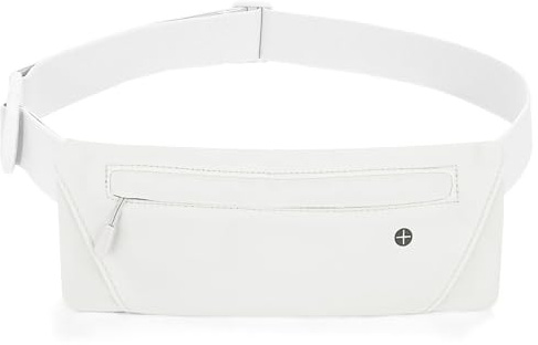 WHIPPY Slim Running Belt Fanny Pack for Women Men Elastic Runners Belt Waist Pouch Chest Bag Phone Holder Waist Pack for Running Hiking, White