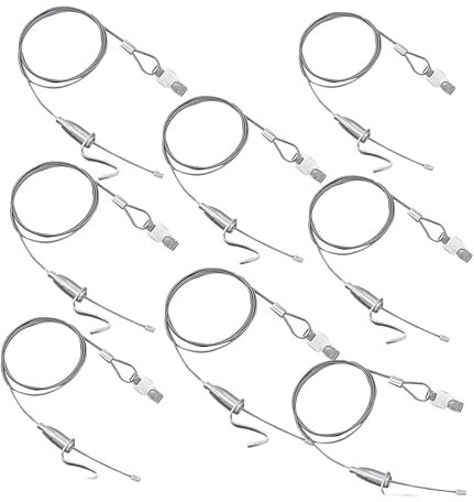 alblinsy 8 sistemi per appendere quadri, cavi in acciaio inox con gancio per foto regolabile + gancio in metallo per appendere quadri, mostre, esposizione artistica, 1 m