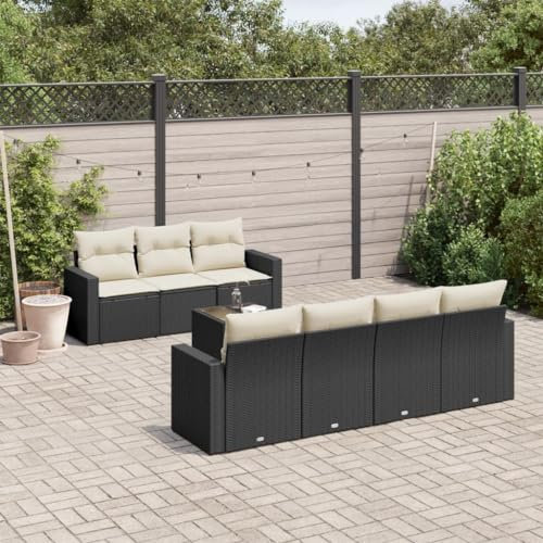 Tidyard 8-TLG. Polyrattan loungeset, trädgårdsmöbler set, loungemöbler terrass, balkong lounge rotting, trädgårdssoffa, balkong, soffa, balkongmöbelset, med kuddar, trädgårdslounge utomhus