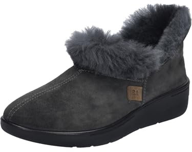 Josef Seibel Damen Pantoffeln Tara 03, Frauen Hausschuhe,Weite H (Weit),zuhause,kuschelig warm,lammfell,Herbst,Winter,anthrazit,42 EU