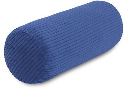 Nackenrolle Cord Blau Nackenkissen Öko-Tex 100 Zertifiziert und 40°C waschbar - Nackenstütz-Kissen mit Bezug, rund für Auto, Flugzeug, auf Reisen oder zum Lesen und Relaxen zu Hause - 15x40 cm