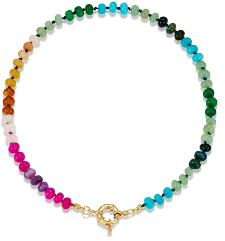 LILIE&WHITE Natural Stone Necklace – Handcrafted Colorful Beaded Necklace with Gold Clasp, Hypoallergenic & Tarnish-Resistant – Gift for Birthdays, Anniversaries & Special Occasions