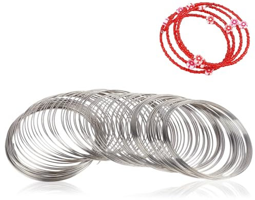 100 Schleife Schmuck Memory Beading Draht Armreif Armband Draht,Biegsam Handwerk Metalldraht,Draht zum Basteln Bindedraht Aluminiumdraht Schmuckdraht für Schmuckherstellung Bastelarbeiten