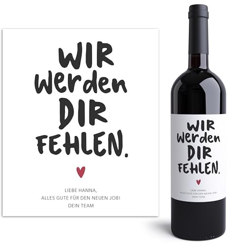 Abschiedsgeschenk Kollegen Jobwechsel Weinetiketten personalisiert Arbeitskollegin Kollegin Abschied Geschenk Weinflasche Flaschenetiketten selbstklebend 2 Stück | 10x12 cm