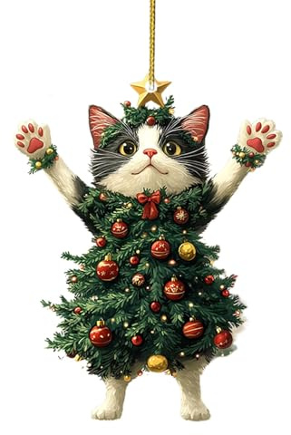 Kattprydnader till,Kattjuldekorationer, julgransdekorationer Kulor Svart katt Juldekoration, Söt katt julstrumpa hängande hänge för