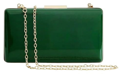 XINGSHUNFU Bolsos de mano de piel de charol para mujer, para fiesta, boda, cóctel, graduación, bolso de mano, Green, 19 x 10 x 4 cm (7.3 x 4 x 1.5 inches)