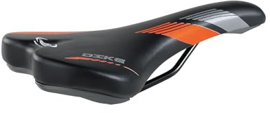 Montegrappa Dike cykelsadel i eko läder för offroad Ebike Mtb Gravel Enduro minnesskumvaddering (svart/orange)