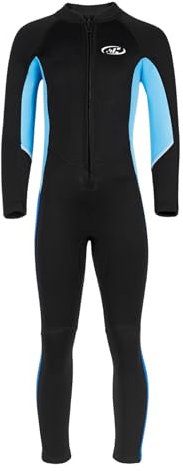 Fldy Kinder Neoprenanzug Jungen 2.5 mm Lang Zum Schwimmen UV Schutz Ganzkörper Neopren Surfen Bademode Schwarz 134-140