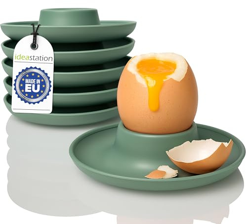idea-station Eierbecher grün-grau matt - 6 Stück - Stabiler Kunststoff