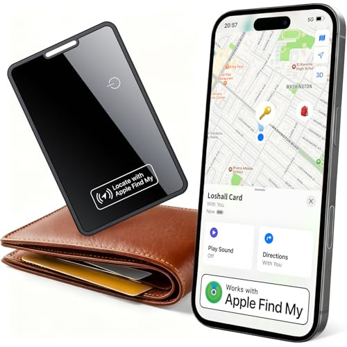 [Apple MFi Certified] Slim Wallet Tracker Card 1 Pack, Rechargeable Air Tracker Tag Work with Apple Find My (iOS Only), Smart AirTag Card for Wallet, Passports, Luggage, IP68 Waterproof Tracking Card