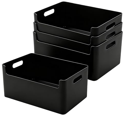 LYLIDIA 4 Stück Ordnungsbox Aufbewahrungsbox 6.3L (Schwarz 4*26cm)