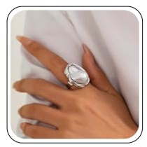 Inateannal Bague Perle Baroque Bague Réglable Perle Irrégulière Bague Ouverte Argent Bagues De Doigt Statement Knuckle Perles Baroques Bagues De Mariage Bijoux