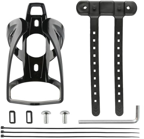 Tokaneit Portabidón Bicicleta Negro Portabotellas de Plástico,Accesorios para Bicicleta,Incluye Tornillos y Correas de Montaje,para Tuberías con Diámetros de 22 a 55 mm,para Bicicletas,MTB