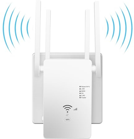 2026 Neuestes-Repeater-1200Mbit/s WLAN Verstärker,WLAN Repeater,Dual-Band WiFi Verstärker mit 4 Externen Antennen und WiFi Extender mit LAN/WAN Port.