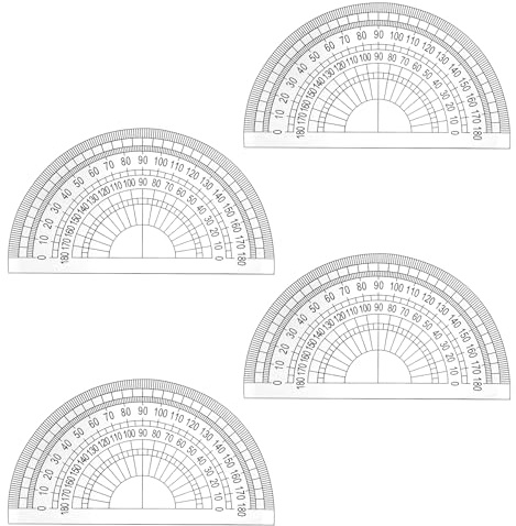 4 Pack Plastic Protractors, Math Protractors 180 Degrees Plastic Protractor Set, Clear 4 Inch Angle Measurement Tool for School Geometry
