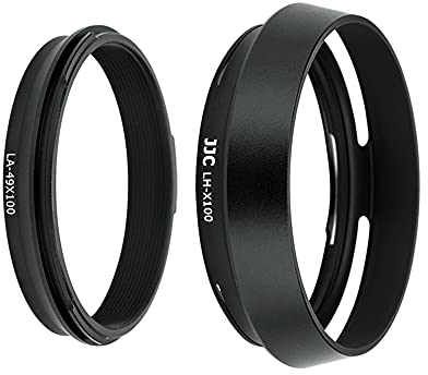 JJC Black Dedicado - Adaptador y Parasol para Fujifilm FinePix X100VI, X100V, X100F, X100T, X100S, X100, X70