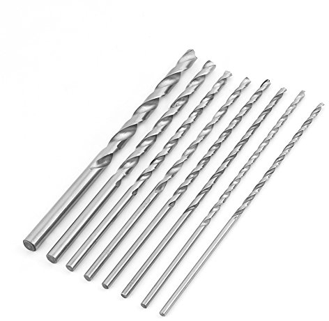 8 Stücke Spiralbohrer HSS Extra Lange 200mm Round Shank für Holz Aluminium Durchmesser 4-10mm