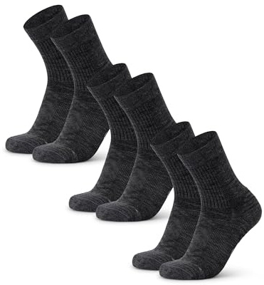 DANISH ENDURANCE Leichte Merino Wolle Wandersocken, Sommer Wollsocken, Unisex, für Herren & Damen, 3 & 5 Paar, Dunkelgrau, 35-38