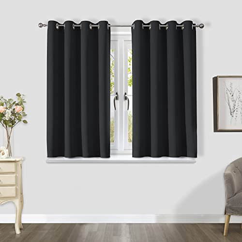 CUCRAF Blackout Curtains for Bedroom & Living Room, 54 Inch Drop 2 Panels, Thermal Eyelet Black Out Curtains as Soundproof Room Dividers W46 x L54