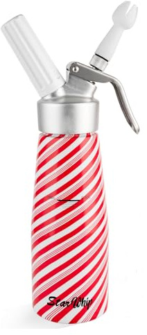 StarWhip Professional Whipped Cream Dispenser - Highly Durable Aluminum Cream Whipper 1 Pint with 3 Decorating Tips and Brush, ZERO-LEAK Whipping Siphon Canister, Gourmet Cream Maker (A-F)