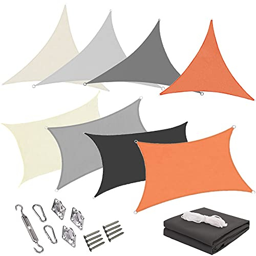 Trade-Shop Sonnensegel/Sonnenschutz/Sonnendach 3x5m PES Polyester Anthrazit rechteckig UV-Schutz wasserabweisend reißfest/mit Spannseilen