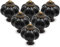 Cjueiom Lot de 12 boutons de tiroir en céramique noire vintage avec vis de montage – Poignées de placard antiques pour armoire de cuisine et commode