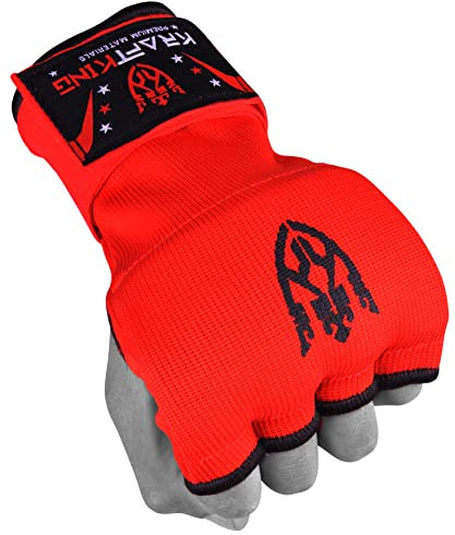 Kraftking Boxbandagen Innenhandschuhe mit Handgelenkgurt Handgelenkbandagen innere Grappling Trainingshandschuhe (L, Rot)