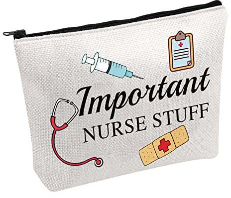 Nurse Cosmetic Travel Pouch Bag Nurses Week Nursing Supplies Gifts Important Nurse Stuff Nursing Makeup Bags (Important Nurse Stuff B)